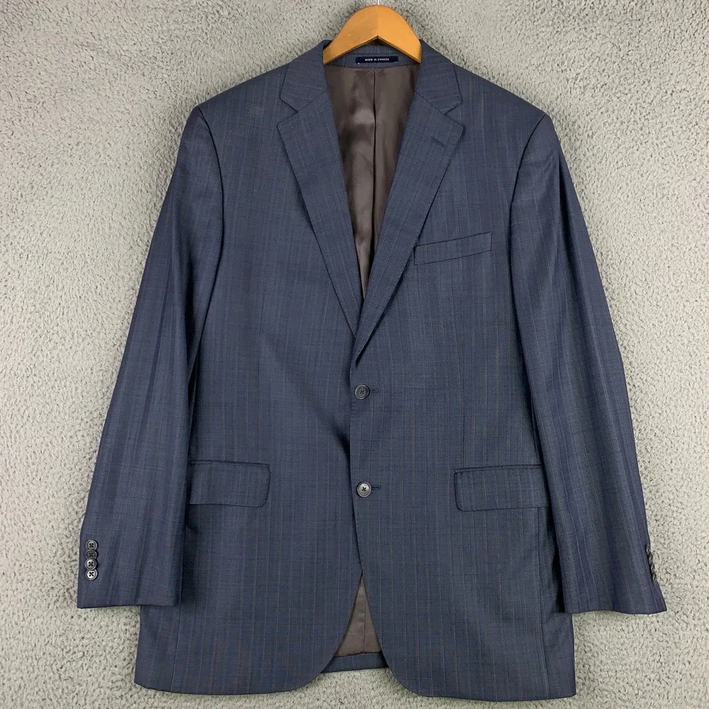 Cremieux Loro Piana Drew CT 2 Piece Suit 42L Blue Pinstripe Super 130s Wool Pant